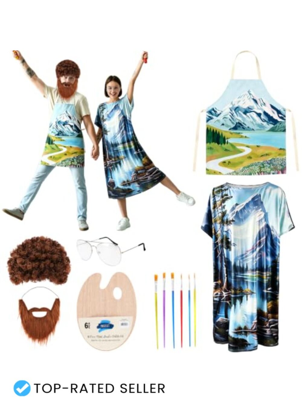 12 Pc 80s Painter Apron Costume Set Vintage Artist Couple Halloween Cosplay